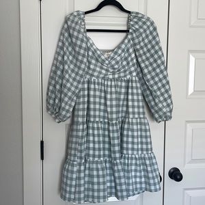Dusty Blue Plaid Dress